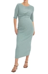 ANGEL MATERNITY KNIT MIDI MATERNITY/NURSING DRESS,N879SG