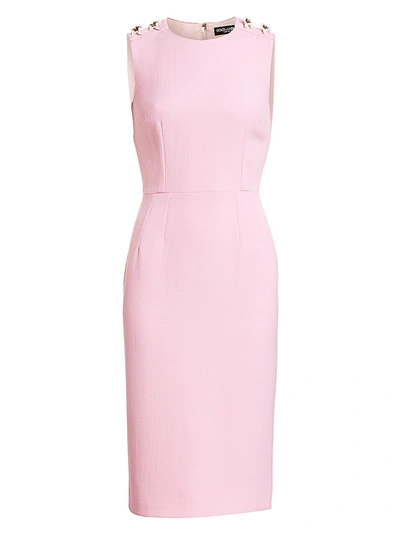 Dolce & Gabbana Floral Accent Sheath Dress In Pink