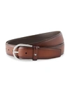 MONTBLANC MEN'S HORSESHOE LEATHER BUCKLE BELT,400014704363