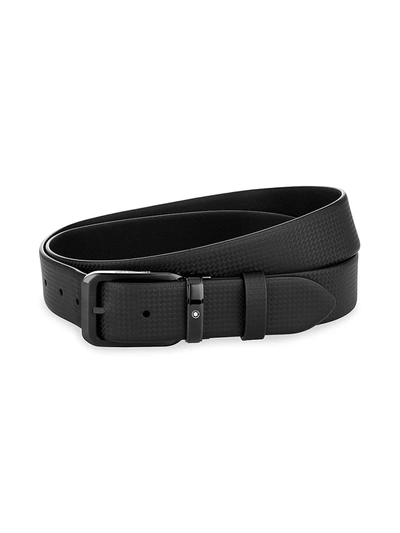 Montblanc Men's Branded Buckle Leather Cut-to-size Reversible Belt In Black