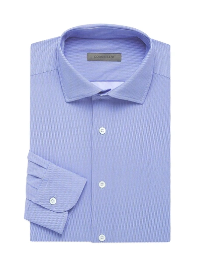 Corneliani Button-down Tech Shirt In Blue White