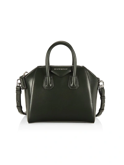 Givenchy Mini Antigona Leather Satchel In Green Forest