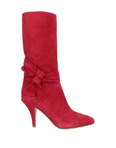 Valentino Garavani Knee Boots In Red