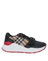 Burberry Ramsey Vintage Check Red Sole Low-top Sneakers In Black