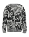 Saint Laurent Foliage-pattern Crew Neck Jumper In Light Grey