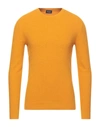 Drumohr Man Sweater Ocher Size 44 Lambswool In Orange