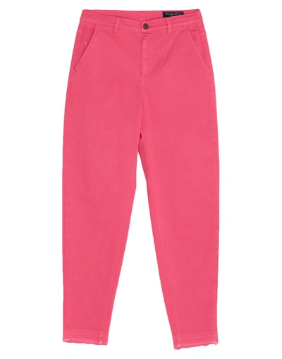 Avantgar Denim By European Culture Woman Pants Fuchsia Size 28 Cotton, Polyester, Rubber In Pink