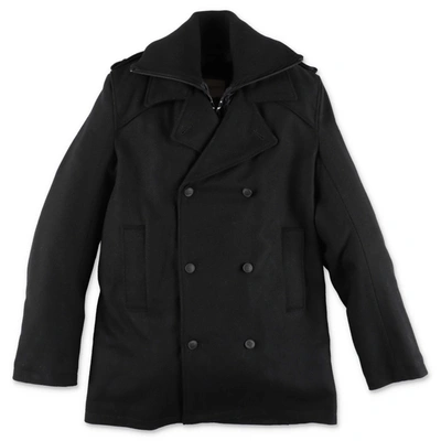 Givenchy Kids' Cappotto Nero In Panno Di Misto Lana E Cashmere