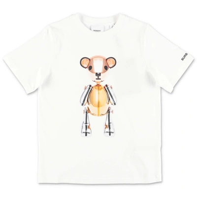 Burberry Kids' 小熊印花棉质平纹针织t恤 In Bianco
