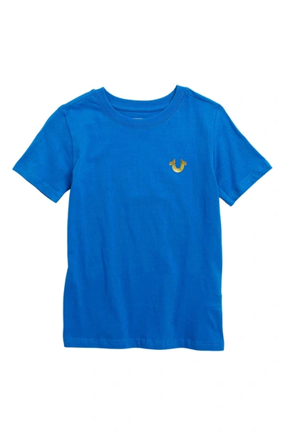 True Religion Gold Buddha Logo Tee In Bright Blue