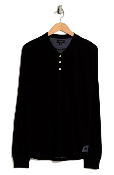 Joe's Double Face Thermal Henley Shirt In Stretch Limo