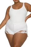 Good American Ribbed Scoop Back Bodysuit In Ivory
