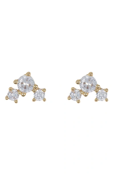 Nordstrom Rack Mixed Stone Stud Earrings In Clear- Gold