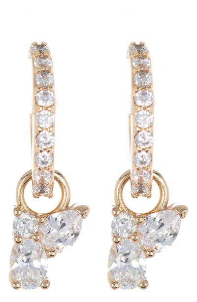 Nordstrom Rack Multi-cut Stone Huggie Hoop Earrings In Clear- Gold