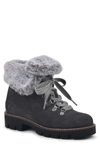 White Mountain Glamorous Faux Fur Lined Lug Sole Boot In Charcoal/fabric