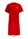 BALENCIAGA POLITICAL CAMPAIGN SLIP DRESS T-SHIRT IN RED,671398 TKVJ16406