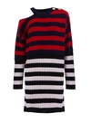 Balmain Button-embellished Cutout Striped Wool-blend Dress