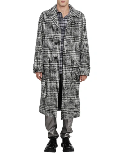 Dolce & Gabbana Wool Blend Houndstooth Coat In Check