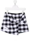 Msgm Kids Shorts With White And Black Gingham Motif In Black
