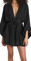 Kiki De Montparnasse Silk Kimono-sleeve Robe In Black