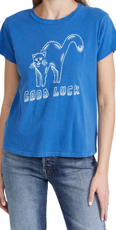 Mother The Boxy Goodie Goodie Supima(r) Cotton Tee In Blue