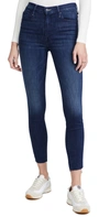 Mother The Stunner Ankle Step Fray Jeans In Cross Your Fingers In Blue