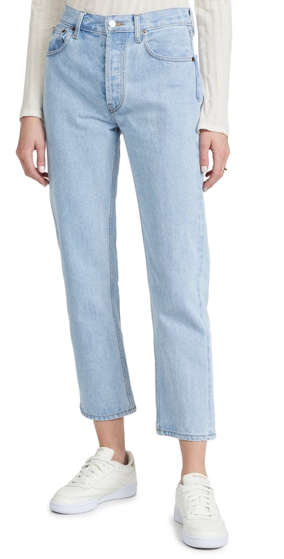 Still Here Tate Cropped Jeans With Contrast Panels In Blau