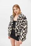 Urban Outfitters Uo Olivia Print Sherpa Jacket In Black + White