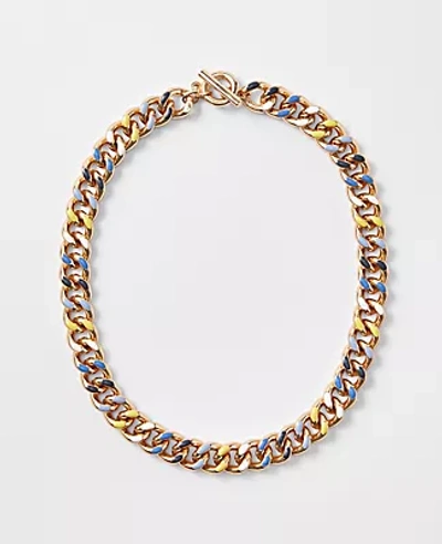 Ann Taylor Enamel Chain Necklace In Celestial Blue