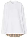 Burberry Vintage Check Panel Cotton Oversized Sweatshirt