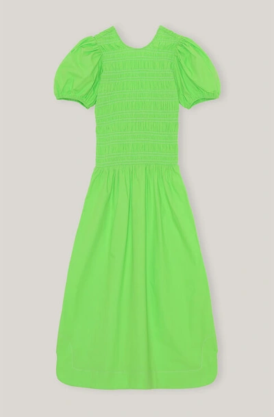 ganni lime green dress Ganni Checked Cotton-blend Seersucker Mini Dress in Green