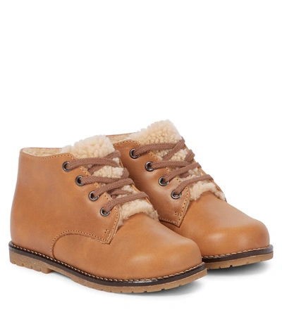 Bonpoint Babies' Wood Shearling-lined Boots In Brown