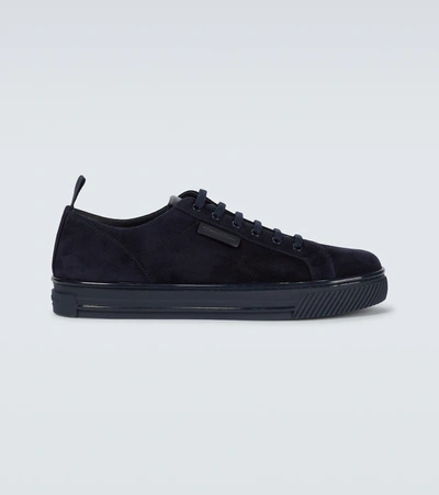 Gianvito Rossi Rubber-trimmed Suede Sneakers In Blue