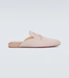 Christian Louboutin Navy Coolito Flat Mules In Beige