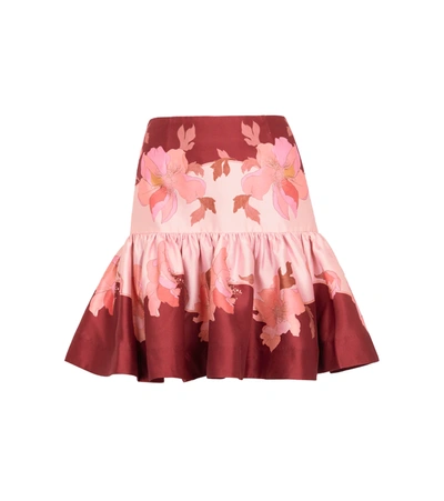 Zimmermann Concert Bubble Floral-print Skirt In Red