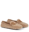 Tod's Brown Gommino Shearling Loafers - Women's - Lamb Fur/rubber In Beige