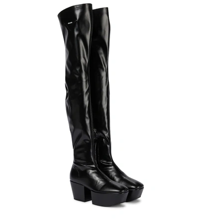 Prada Platform Over-the-knee Boots In Black