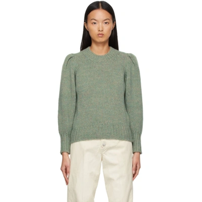 Isabel Marant Emma Puff Sleeve Alpaca Blend Sweater In Olive/army