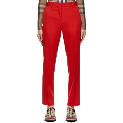 Burberry Wool Grain De Poudre Trousers In Red