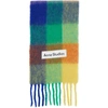 Acne Studios Womens Blue Green Orange Vally Checked Wool Scarf In Blue/orange/green