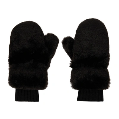 Givenchy Black Faux-fur Mittens