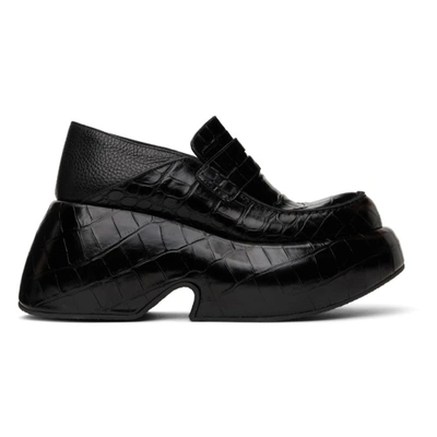 Loewe Wedge Slip-on Calfskin Loafers In Black