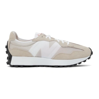 New Balance Tan & White 327 Sneakers In Clear Yellow/ghost Pepper