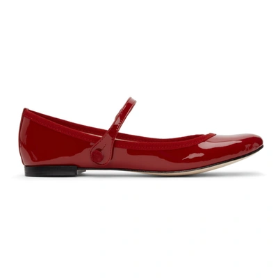 Repetto Patent Lio Mary Jane Ballerina Flats In Flammy Red