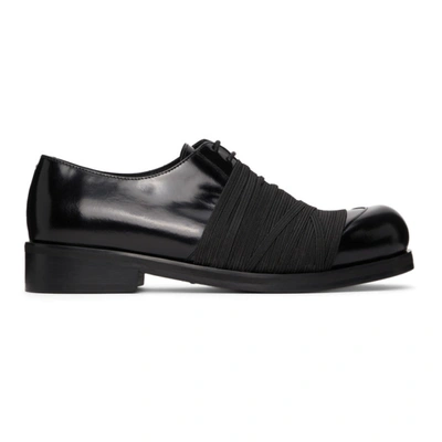 Stefan Cooke Biker Elastic-wrap Leather Derby Shoes In Black