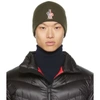 Moncler Logo Patch Ribbed Virgin Wool Beanie In Green