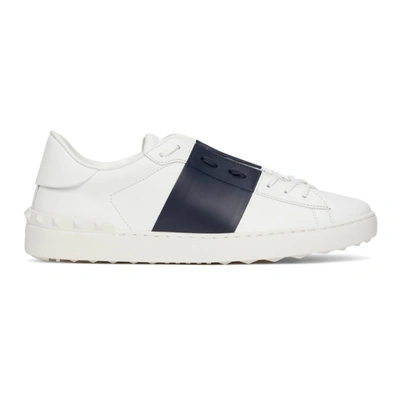 Valentino Garavani Open Leather Sneakers With Contrast Band And Stud Details Shoes In White