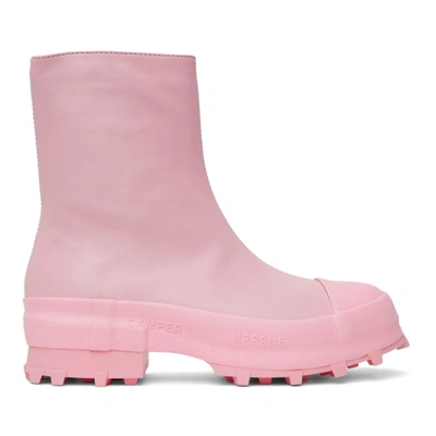 Camperlab Traktori Zipped Boots In Pastel Pink