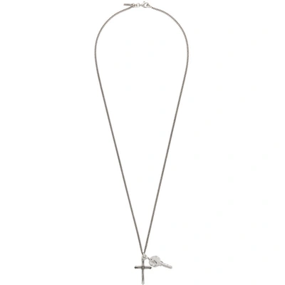 Emanuele Bicocchi Silver Cross & Key Pendant Necklace