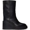 JIMMY CHOO BLACK LEATHER YOLA 80 BOOTS